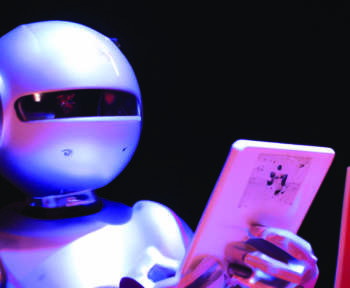 Image of a robot looking at a tablet